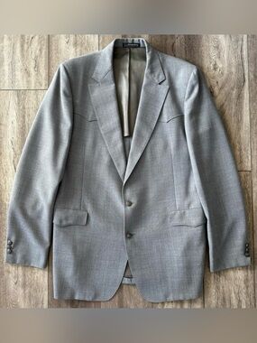VTG Drysdales Western Sport Coat 46L USA Cowboy Rockabilly Eagle Emblem Buttons